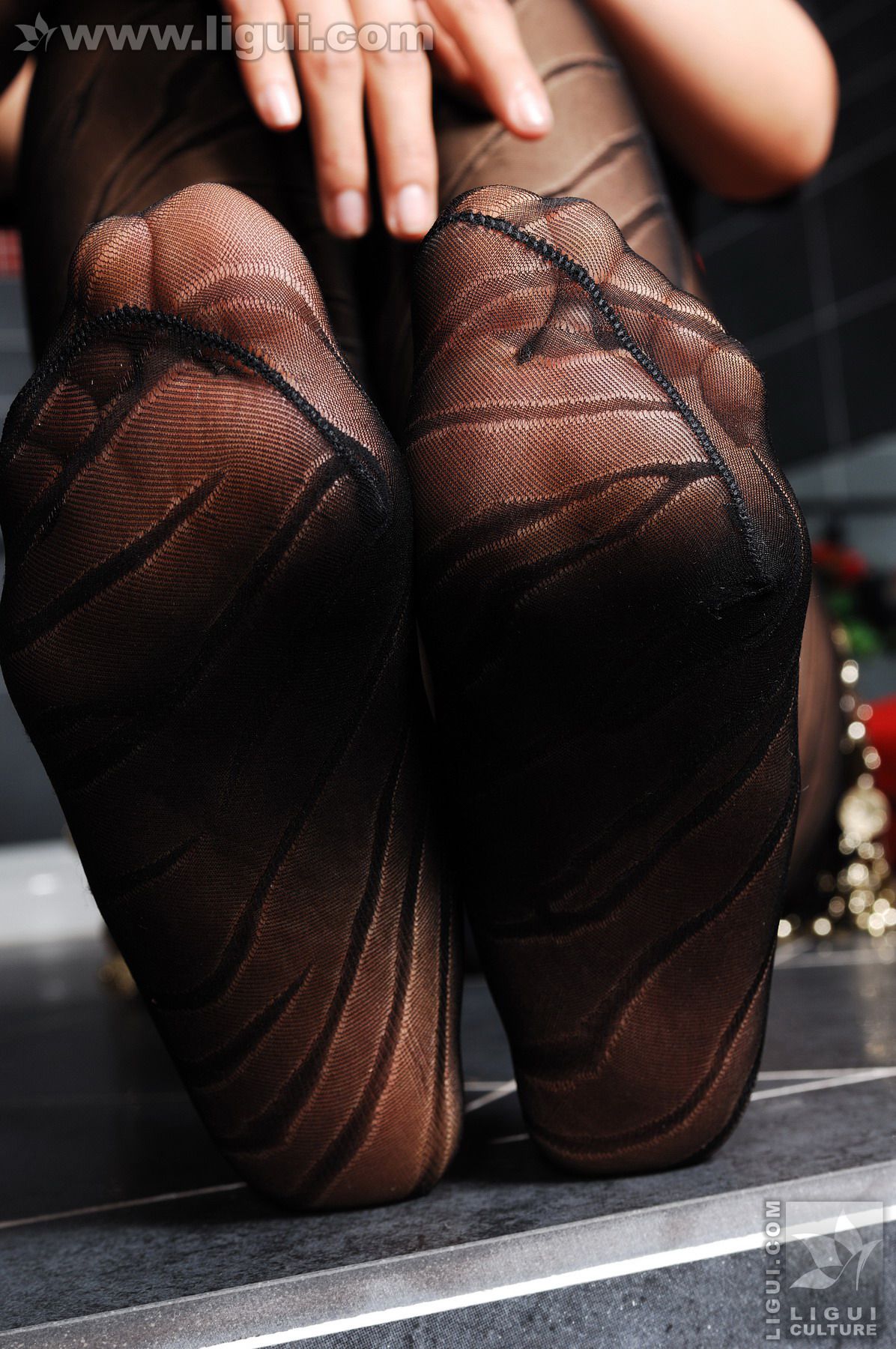 Model 刘丹丹《经典的条纹黑丝》 [丽柜LiGui] 美腿玉足写真图片24